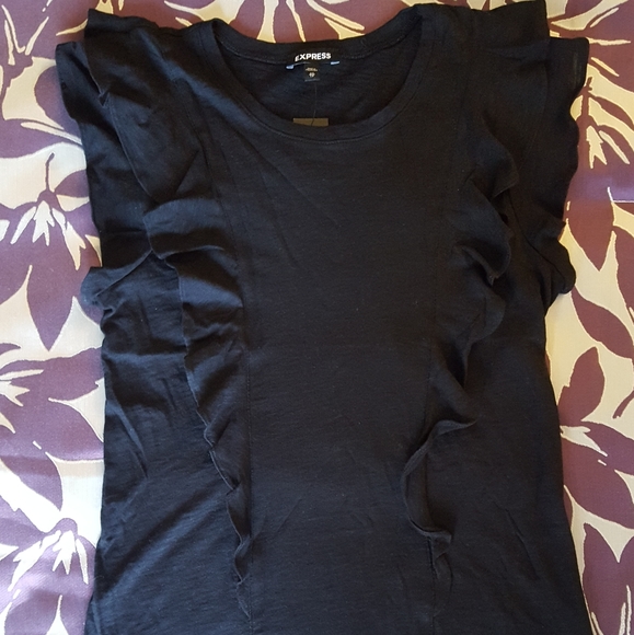 Express Black Ruffle Top - Picture 3 of 9